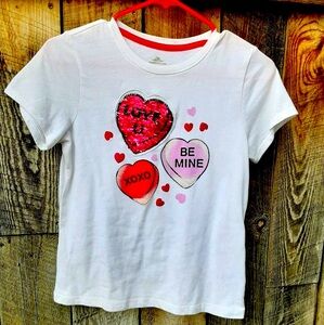 Adorable girls two colored sequined heart t shirt by Celebration.